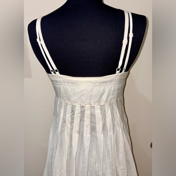 Apanage Femme Sz 4 Ivory Silk Cotton Floral Appliqué Embroidery Midi Dress - Picture 6 of 12